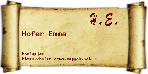 Hofer Emma névjegykártya
